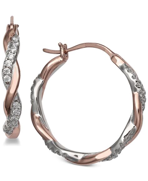 Giani Bernini Cubic Zirconia Twist Hoop Earrings In 18k Rose Gold Over