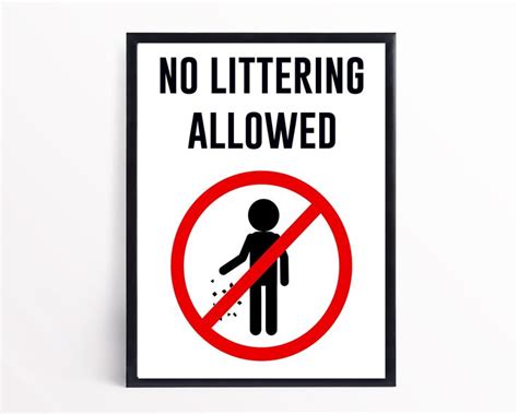 No Litter No Littering Sign No Littering Allowed No Trash Etsy Uk In