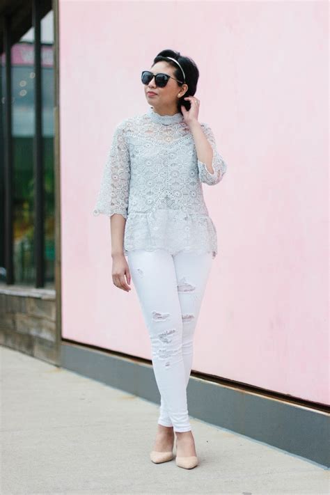 White Distressed Jeans And Lace For Spring Rds Obsessions