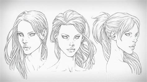 How To Draw Faces Female Heads Front Side And Three Quarter View