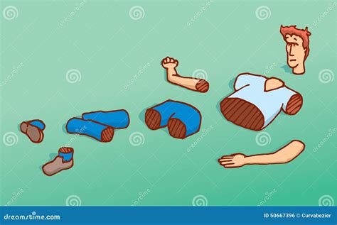 Torned Or Destroyed Man Turned Into Pieces Stock Vector Illustration