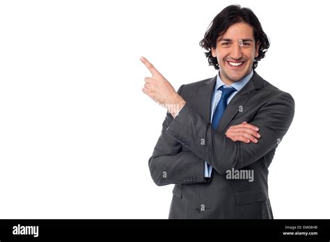 Handsome Male Professional Pointing Away Stock Photo Alamy