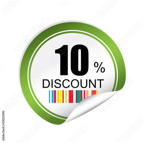 10 Discount Green Sticker Button Label And Sign 스톡 사진 로열티프리 이미지