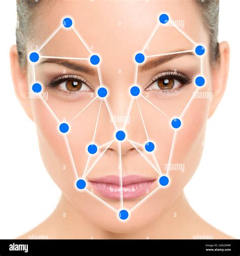 Asian Woman Portrait Biometric Facial Recognition Software App
