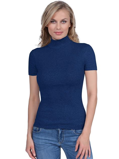 Basic Cotton Free Spirit Premium Quality Cotton Womens Turtleneck Short Sleeve T Shirt Proudly