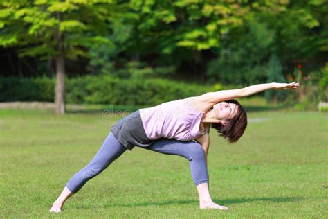 Japanese Woman Doing Yoga Stock Photo Image Of Lifestyle 62428890