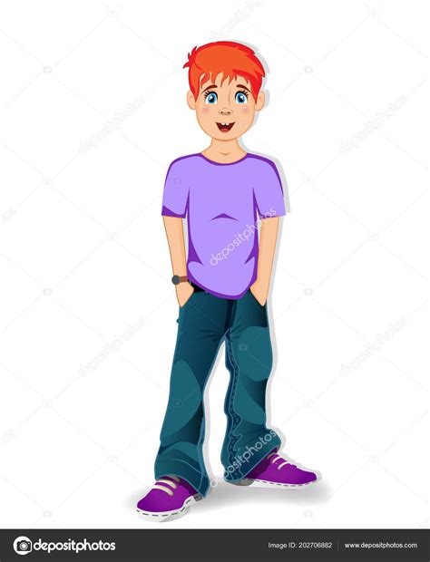 Teenager cartoon character | Vector Illustration Cute Cartoon Character Teenager Schoolboy ...