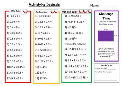 Multiplying Decimal Numbers Worksheet Tes