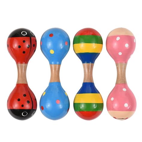 Mini Wooden Maracas Rumba Shakers Percussion Musical Instrument Toy