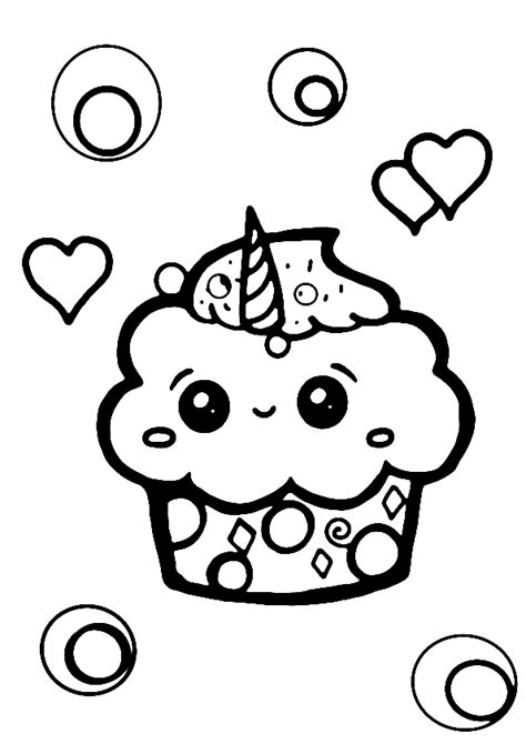 5 Cute Unicorn Cupcake Coloring Pages » Draw 2 Color