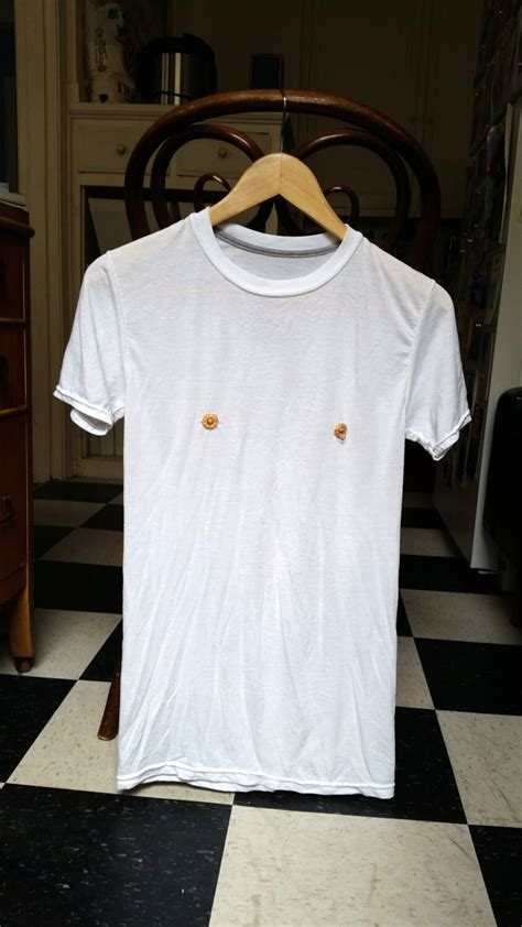 Teat Shirt Embroidered Nipples T Shirt With Actual Piercing Etsy