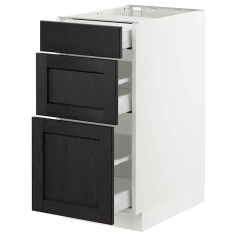 With a variety of different kitchen cabinet series to choose from, you can be sure to find a color, style, and look for every preference or budget. SEKTION Base cabinet with 3 drawers - white Maximera/Lerhyttan black stained - IKEA | Base ...