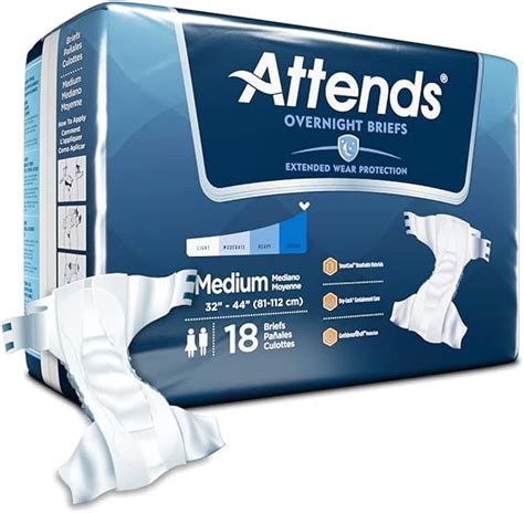 attends extended wear briefs with dry lock containment core for adult incontinence care medium