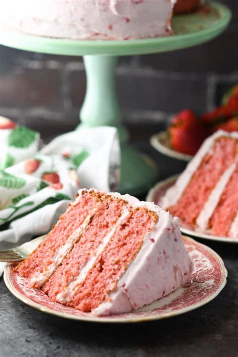 Strawberry Cake With Cream Cheese Frosting The Seasoned Mom