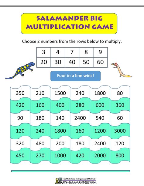 Math Multiplication Games Salamander Big Multiplication Game