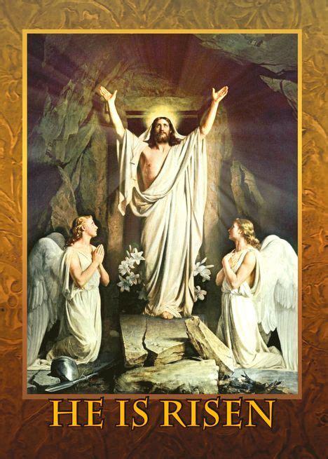 Christs Resurrection He Is Risen Jesus And Angels On First Easter Card