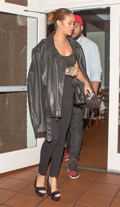 Rihanna In Braless See Through Shirt Leaving Restaurant In Santa Monica