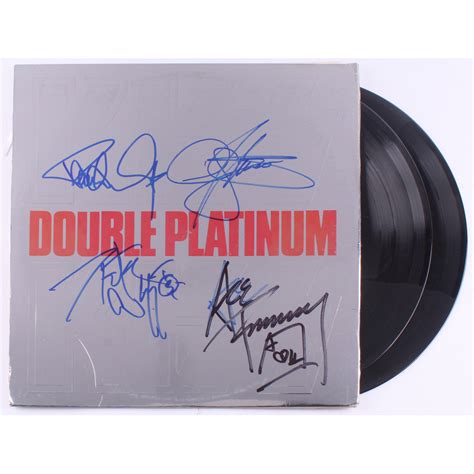Kiss Double Platinum Vinyl Record Lp Album Cover Band Signed By 4