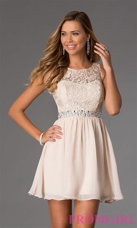 Short Sleeveless Prom Dress With Lace Bodice 99 Dressy Short