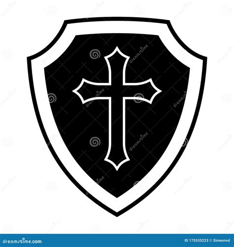 Christian Cross And Shield Of Faith Church Logo Religious Symbol