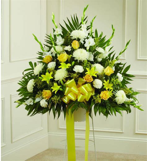 Check spelling or type a new query. Yellow Sympathy Standing Basket | Avas Flowers
