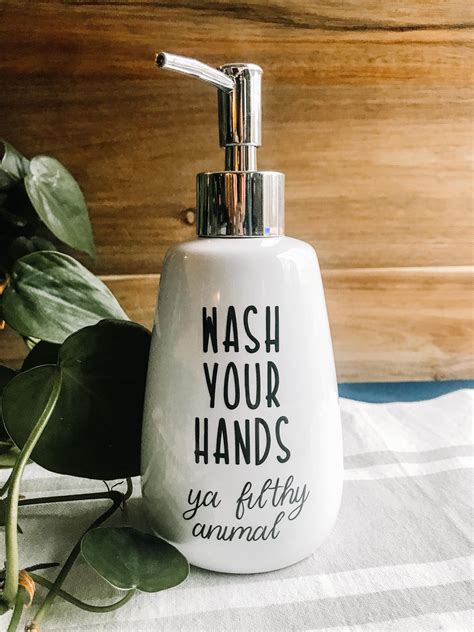 Ceramic Soap Dispenser Funny Hand Soap Wash Your Hands Ya Filthy Animal