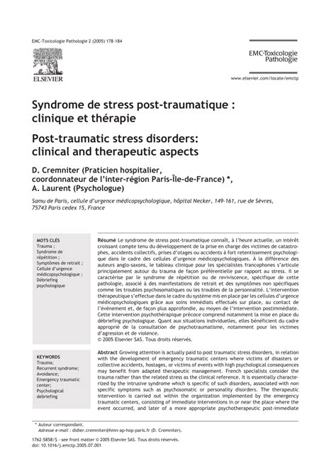 Série La Psychologie Peut Vous Aider L état De Stress Post Traumatique