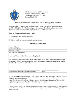 Jobs for youth 14 years in dayton, ohio? Massachusetts Work Permit - Fill Online, Printable ...