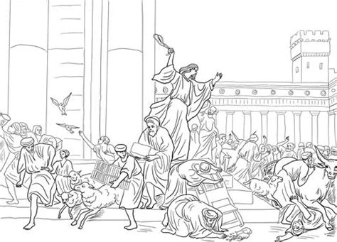 Jesus becomes angry when he sees the temple being used as a place of business. Jesus Cleansing the Temple coloring page from Jesus ...
