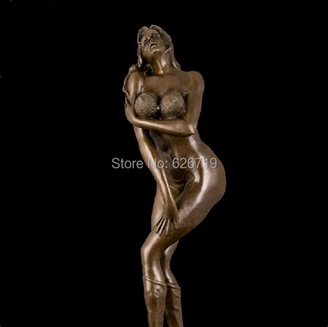 ATLIE BRONZES Western Art Standing Big Boobs Nude Woman Statues Sexy