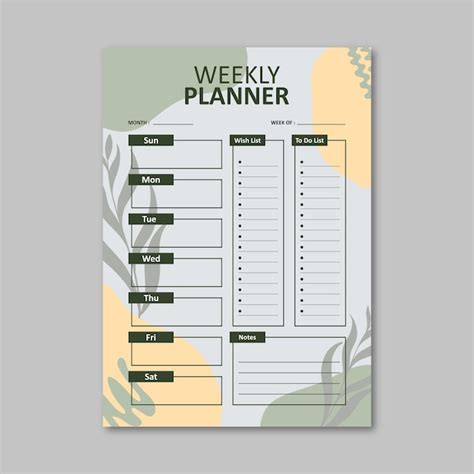 Premium Vector Weekly Planner Template Vector