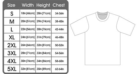 Us T Shirt Size Chart For Male