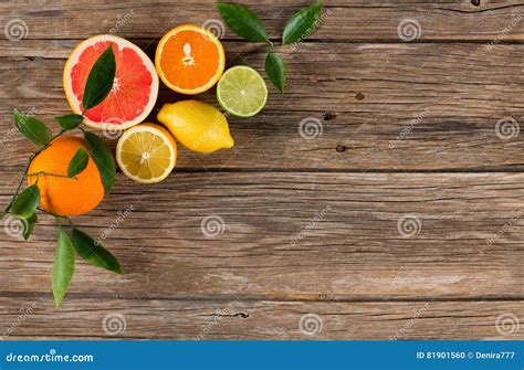 Mixed Citruses Orange Lemon Lime Grapefruit Above View Stock