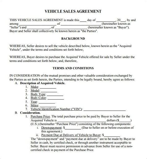 All used cars are selected by hand and are thoroughly inspected prior to sale. Car Buying Contract Template Elegant Sales Agreement 6 ...