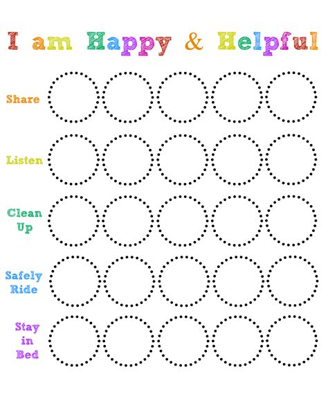 Free Printable Happy And Helpful Chart Behavior Chart Toddler Kids