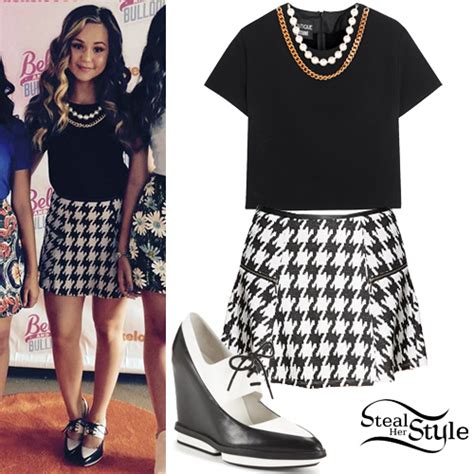 Brec Bassinger Pearl Chain Top Houndstooth Skirt Steal Her Style