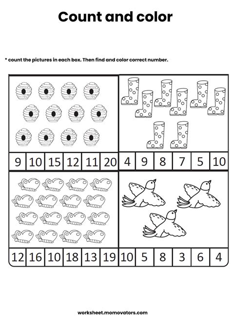 Count And Color 1 20 Worksheets Free Printable Worksheets Pdf