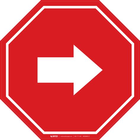Right Arrow Red Stop Floor Sign Creative Safety Supply