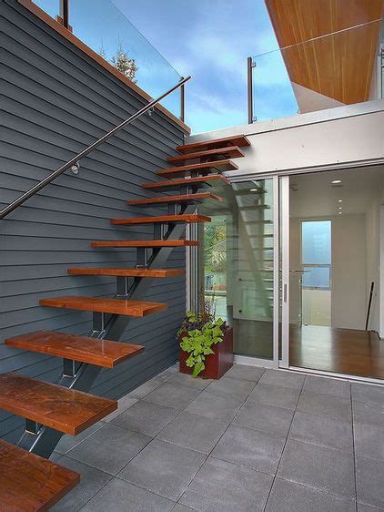 Modern Stairs From Master Suite To Rooftop Deck Exterior Stairs