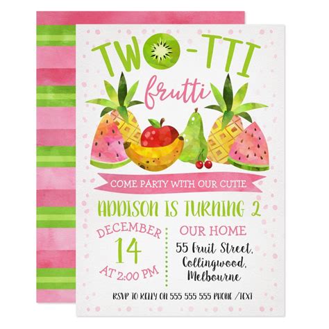 Twotti Frutti Birthday Party Invitation In 2020 Fruit
