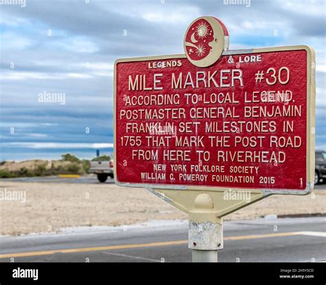 Mile Marker Number 30 Orient Point Long Island Ny Stock Photo Alamy