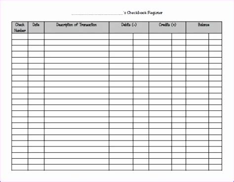 Printable Check Register Template Excel Printable Templates