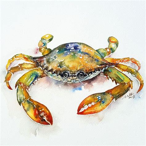 Blue Crab Cody 2017 Watercolour By Arti Chauhan Crab Art Crab