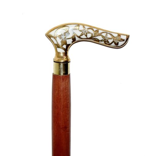 Vintage Accessories Antique Brass Handle Vintage Style Brown Wooden