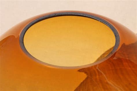 Huge Amber Glass Globe Hand Blown Art Glass Hurricane Shade 60s Mod