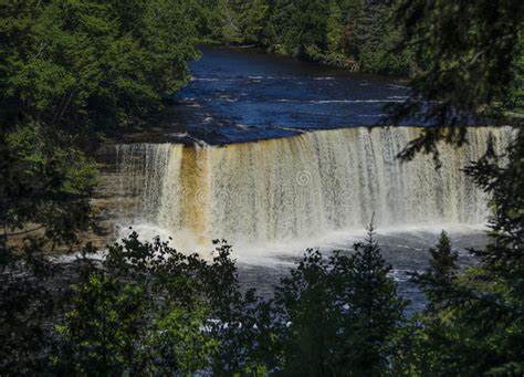 Upper Tahquamenon Falls In Michigan Stock Photo Image Of Blue Leaves
