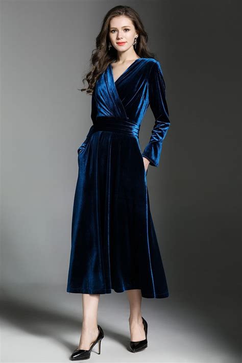 Imported Colour Blue Style Day Dress Evening Dress Composition 100 Polyester