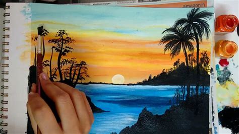 How To Paint A Beautiful Scenery Painting Sunrise