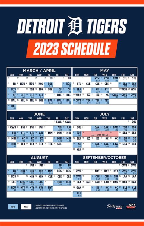 Detroit Tigers 2023 Printable Schedule Printable Word Searches