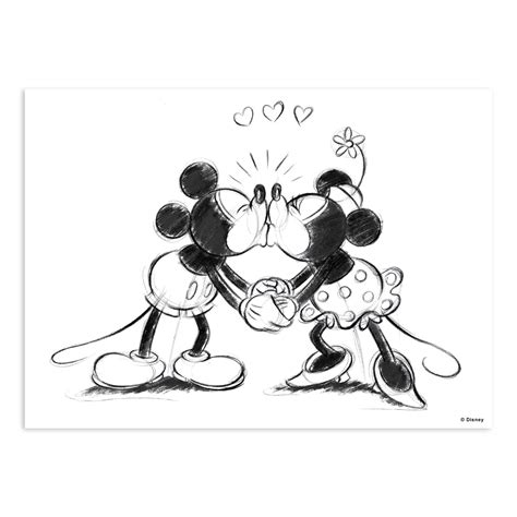 Disney Canvas Schilderij Mickey And Minnie Kissing 70x50 Cm In